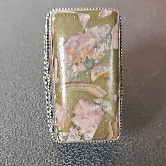 New Oversized Copper Rhodochrosite 925 Silver Ring. - Picture 12 of 15